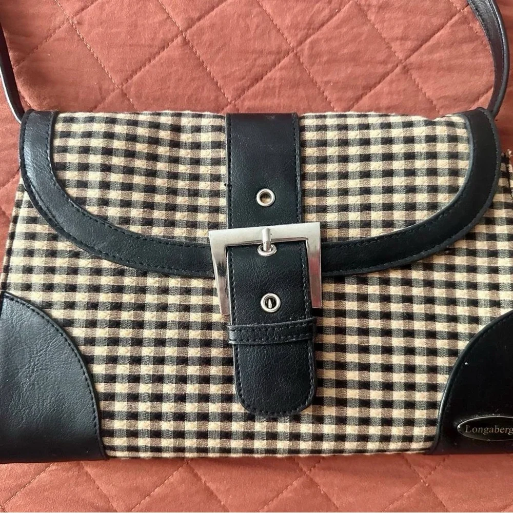 Longaberger Purse (Retired) with Matching Card Case and Pouch - Black/Tan - Picture 2 of 4